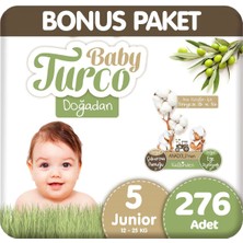 Baby Turco 5 Beden Bebek Bezi Bonus Paket 92X3 276 Adet