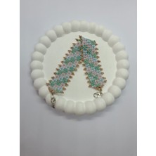 El Yapımı Pembe Turkuaz Soft Renklerde  Kristal Boncuk  Bilekik