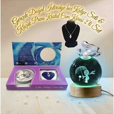 Wolawood Doğal Gerçek Istiridye Inci Kolye & Küçük Prens 3D Kristal Cam Kar Küresi Rgb'li Usb'li Işıklı Ahşap Tabanlı Exclusive 2'li Hediye Seti