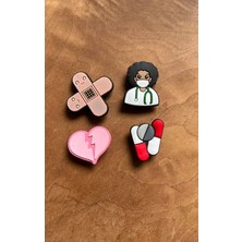 Birikiyedi  4 lü set  Jibbitz Terlik Süsü Sağlık Serisi ,hemşire,,doktor,yara bandı