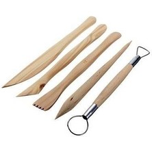 Hobialem Ahşap Ebeşuar Seti 5'li Çift Taraflı Modelleme Araçları 15 cm Uzunlukta