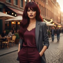 Decostyle Dalgalı Perçemli Fiber Sen Orta Boy Peruk / Kızıl Kahve