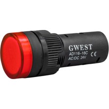 Gwest 16 - 24V - K LED Sinyal 24V. Ac-Dc Kırmızı 20 Adet