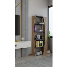 Alpa Ev Mobilya Kavisli İskandinav 150 cm 6 Raflı Kitaplık Salon Rafı | Ofis Dolabı Modern Raf Organizer