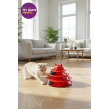 Feyza Design Üç Katlı Kedi Zeka Oyuncağı - Kırmızı Renkli Çok Katlı Eğlence