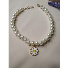 Mg-Storyy With Love - Incili Kedi Tasması / Toz Pembe Istiridye Uçlu Kedi Köpek Boyun Tasması / Hand Made El Yapımı Boyu Ayarlanabilir. Uç Aparttı Çelik Karama Yapmaz.