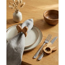 Bevorev 6'lı Peçete Halkası Sunum Yüzüğü Tavşan Açık Meşe