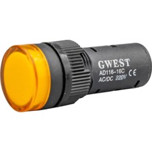 Gwest 16 - S LED Sinyal 220V. Ac-Dc Sarı 20 Adet