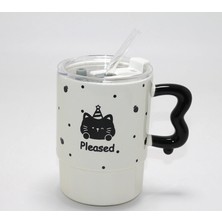 Epilons Sevimli Ayı Figürlü Pipetli Kapaklı Porselen Kupa Bardak ALK5041