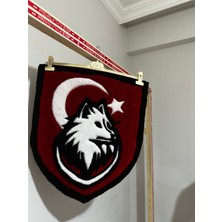 Tufty Friends Kurt Simgeli Türk Bayrağı El Yapımı Yumuşak Tufting Duvar Halısı