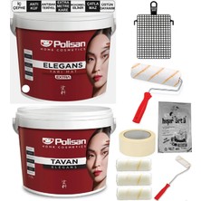 10 Parça Polisan Boya Seti 17,5kg / 12,5lt Elegans Extra Iç Cephe Duvar Boyası Antiküf Antibakteriyel + 17,5kg Elegans Tavan Boyası Anti Küf Anti Bakteriyel Set