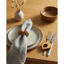 Bevorev 6'lı Peçete Halkası Sunum Yüzüğü Kalp Açık Meşe