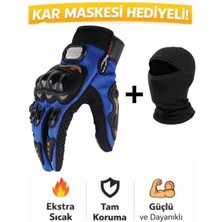 Probiker Sertifikalı yasaya uygun Tam Parmak Motosiklet Eldiveni + Termal Baklava - Renk: Mavi / Siyah | Beden: XL
