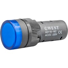 Gwest 16 - M LED Sinyal 220V. Ac-Dc Mavi 20 Adet