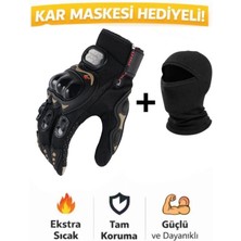 Edelvays Shop Sertifikalı yasaya uygun PRO BİKER Tam Parmak Motosiklet Eldiveni Siyah M+Termal Baklava