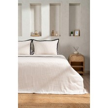 Koza Home Clasıy Bej/siyah Çizgili Çift Kişilik Nevresim Takımı 2504