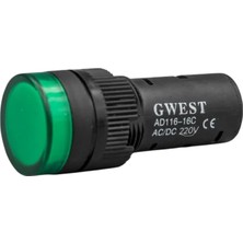Gwest 16 - Y LED Sinyal 220V. Ac-Dc Yeşil 20 Adet
