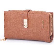 Nas Bag Kadın Orta Boy Kartlık Kağıt Para ve Bozuk Para Tasarımına Sahip Taba Lopez [16X9 Cm]