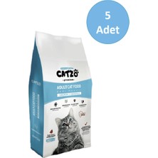 Catzo Yetişkin Kedi Maması Somonlu 1 Kg. Sağlıklı Deri, Parlak Tüy Bağırsak ve Sindirim Destekli -(5 Adet)