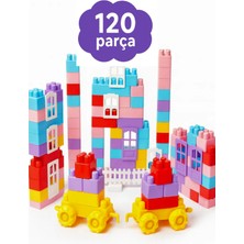 Feyza Design 120 Parça Pastel Bloklar Pembe Mor Renkli Eğitici Oyuncak Seti