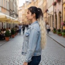 Decostyle Lastik Tokalı At Kuyruğu Su Dalgalı / Kumral / Platin Ombre