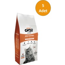 Catzo Premium Tavuklu Kedi Maması 1 kg Sağlıklı Deri, Parlak Tüy Bağırsak ve Sindirim Destekli -(5 Adet)