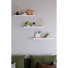 Alpa Ev Mobilya 3'lü Duvar Rafı 50 CM Kitaplık Salon Duvar Rafı Kitaplık Düzenleyici Raf