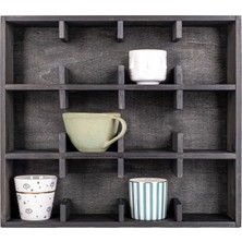 Bevorev Dekoratif Ahşap Kupa Bardak Rafı, 12 Bölmeli Raf, Mutfak Rafı