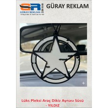 Güray Reklam Lüks Pleksi Yıldız Model Araç Dikiz Aynası Süsü - Siyah Beyaz