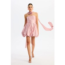 Carmen Elbıse Kısa Saten Balon Etek