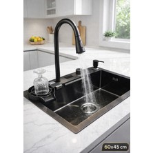 Robo Dijital Akıllı Eviye Seti Siyah 60x45 cm