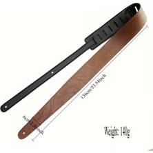 Racsen Çift Taraflı Deri Gitar Askısı – Siyah/kahverengi (Dark Brown) – Akustik, Elektro ve Bas Uyumlu
