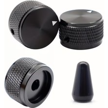 Racsen Alüminyum Gitar Potans Düğmesi 3’lü Set – Siyah & Mavi (1/4” Universal Knob + Switch Tip)