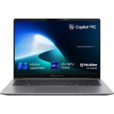 Asus Nb Expertbook P5405 Aı  Ultra7 258V  32GB 1tb SSD 14" Dos (Yapay Zeka Destekli)+ Plm 6300 Ntb Çanta Hediyeli