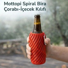 Mottopi Spiral Desenli Bira Kılıfı,Bira Çorabı,İçecek Kılıfı, Kutu Bira Kılıfı, 500 ml -KIRMIZI