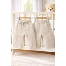 Tuffy Çocuk Krem Pantolon Lastikli Bel Rahat Kesim Günlük Çocuk Pantolonu