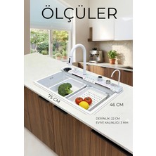 Robo Dijital Akıllı Eviye Seti Ambiyans ışıklı Beyaz