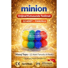Minion Dikenli Masaj Topu El Ayak Egzersiz Duyu Uyarıcı Top 12'l Fanus Set