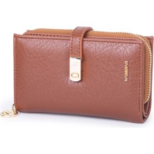 Nas Bag Kadın Orta Boy Kartlık Kağıt Para ve Bozuk Para Tasarımına Sahip Taba Victoria [16X9 Cm]