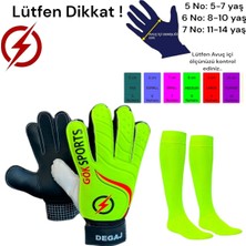 Feyza Design Yetişkin & Çocuk Kaleci Eldiveni Neon Sarı Kemiksiz Bilek Bandajlı