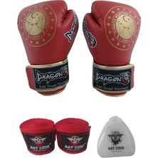 Feyza Design Kırmızı Muay Thai Müsabaka Eldiveni ve Bandaj Seti