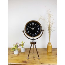 Hobilinka Krom Metal Mini Tripod Gece Siyahı Masa Saati 45×26 cm