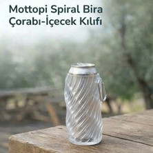 Mottopi Spiral Desenli Bira Kılıfı,Bira Çorabı,Biranız Isınmasın Eliniz Soğumasın Gizli 500 ml Şişe Teneke Kılıfı Soğutucu-TRANSPARAN