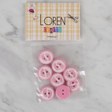 Hobilinka Loren Crafts Pembe 8 Li Ayak Izi Düğme - 436