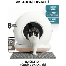 Haustier CB002 Bej Kameralı Akıllı Otomatik Kedi Tuvaleti, App ile Uzaktan Kontrol, 72LT Hazne, 7lt Çöp Haznesi