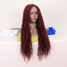 Decostyle Kızıl Kahve Uzun Kıvırcık Dalgalı Fiber Sen Tül Peruk