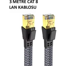 Hobilinka Cat 8 Lan Kablosu –ethernet Kablosu Örgü Kaplama, Yüksek Hızlı (3 Metre)