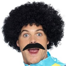 Hobilinka Siyah Scouser Erkek Kısa Peruk ve Bıyık Seti