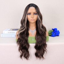 Decostyle Kumral Balköpüğü Işıltılı Dalgalı Uzun Tül Peruk