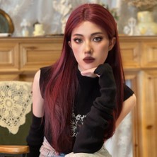 Decostyle Kızıl Kahverengi Düz Tül Peruk